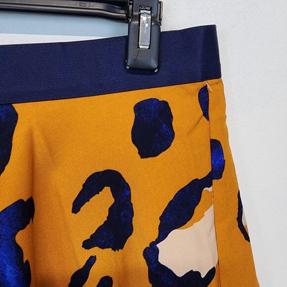 3.1 Phillip Lim Leopard Skater Skirt Size 14 Orange Blue Elastic Waist Chic City - Picture 4 of 11